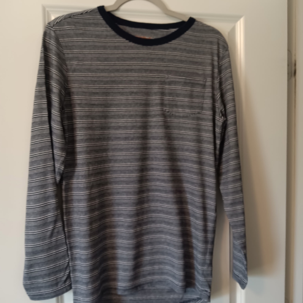 Cat & Jack Boy's Blue and White Striped Long Sleeve Tee